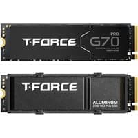 Black T-FORCE G70 PRO 2TB M.2 PCIe 4.0 NVMe SSD with aluminum heatsink and white branding.