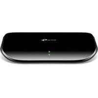 Black TP-Link 5-Port Gigabit Desktop Network Switch with rounded edges and LED indicator on the front.
