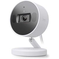 White TP-Link AI Home Security Wi-Fi Camera with round base, black lens, and adjustable stand.
