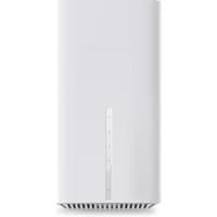 White TP-Link AX3000 Dual Band Wi-Fi 6 VoIP Router with vertical LED indicator strip and vented base.