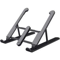 Grey Trust Primo laptop and tablet stand with adjustable arms and non-slip base, suitable for 16-inch devices.