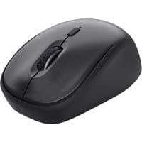 Black Trust TM-201 wireless optical mouse, right-hand design, with scroll wheel and 1600 DPI sensitivity.