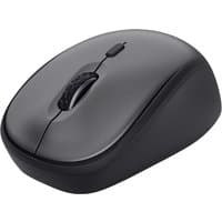 Black Trust Yvi+ Silent Wireless Mouse with ergonomic design, scroll wheel, and sleek matte finish.