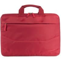 Red Tucano IDEA 15.6" messenger case with top handles and front zipper pocket, includes a matching mouse.