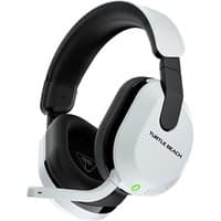 White Turtle Beach Stealth 600 wireless gaming headset with black accents, cushioned ear cups, and adjustable headband.