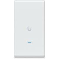 White Ubiquiti U6 Mesh Pro router with sleek rectangular design and subtle blue LED indicator.
