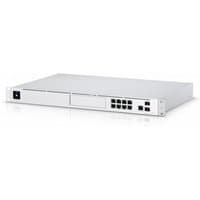 White Ubiquiti UniFi Dream Machine Pro with multiple Ethernet ports and sleek rectangular design.