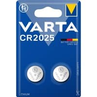 Varta CR2025 lithium button cell battery pack, blue packaging with two silver batteries visible.