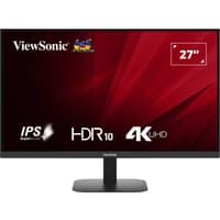 Viewsonic 27" 4K Ultra HD monitor with slim black bezel, IPS display, HDR10 support, and sturdy rectangular stand