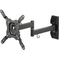 Black Vivanco TV wall mount with adjustable arms and VESA bracket for 43-inch screens.