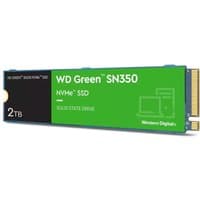 Western Digital Green 2TB M.2 NVMe SSD with green label and gold connector pins on one end