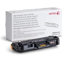 Black Xerox toner cartridge with white box, red logo, and model number 106R04347, compatible with B205/B210/B215 printers.