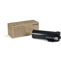 Black Xerox toner cartridge with cylindrical shape next to brown packaging box labeled for Phaser 3610, WorkCentre 3615.