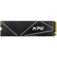 Black XPG GAMMIX S70 Blade 4TB M.2 NVMe SSD with silver geometric lines and gold connector by ADATA.