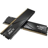 Black XPG LANCER BLADE DDR5 memory module, 32 GB, 2 x 16 GB, with sleek diagonal grooves and gold connectors.