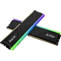 Black XPG SPECTRIX D35G memory module with RGB lighting, 16 GB 2 x 8 GB DDR4, sleek design with diagonal grooves.