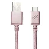 Rose gold ZAGG Uniquesync USB-A to USB-C cable, 1 meter, braided texture with metallic connectors.