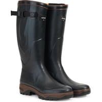 Aigle Parcours 2 Vario boots in bronze, tall rubber design, adjustable strap, rugged sole, UK size 10-10.5.