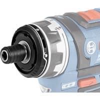 Bosch FlexiClick Bit Holder Attachment, black and silver, with a textured grip and rotational adjustment markings.