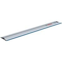 Bosch 1100mm silver guide rail with blue edge, rubber strips, and Bosch logo on top.