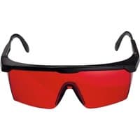 Bosch laser viewing glasses with red lenses, black frame, and curved arms.
