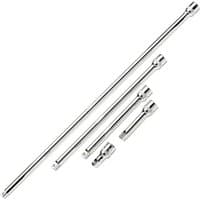 Draper 3/8'' Square Drive Extension Bar Set, five silver chrome bars of varying lengths with polished finish.
