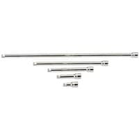 Silver Draper 3/8" drive 5-piece wobble extension bar set, varying lengths, chrome finish.
