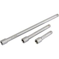 Silver Draper 3-piece extension bar set with 3/8" drive, featuring three varying lengths for socket wrench extension.