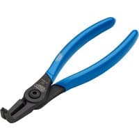 Black Draper Expert 170mm 90° internal circlip pliers with blue rubber grips and angled precision tips.