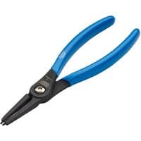 Black Draper Expert 180mm straight tip internal circlip pliers with blue rubber grips.