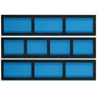 Black and blue EVA foam insert with rectangular compartments for organizing tools in a full drawer setup.