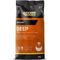 Black and orange Everbuild Jetcem Deep Rapid Repair Sand & Cement 6Kg bag with bold white and orange text.