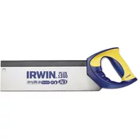 Irwin Jack Tenon Saw 12In with silver blade, blue and yellow ergonomic handle, and black spine.