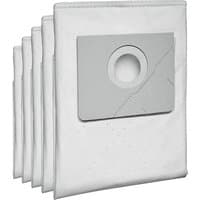 Pack of five white Kärcher vacuum cleaner bags with circular gray cardboard attachment.