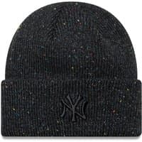 Black New York Yankees cuff knit beanie with glitter accents and embroidered logo by New Era Cap.