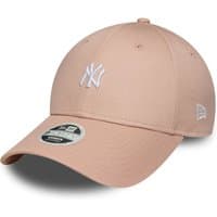 Pastel pink New York Yankees 9FORTY adjustable cap with white mini logo and curved brim by New Era Cap.