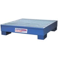 Blue Sealey DRP11 Barrel Bund with grated top, rectangular shape, and sturdy legs, measuring 1200x1200x275mm.