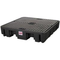Black Sealey DRP18 drum barrel bund with grid surface and raised edges, made of durable polyethylene.