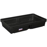Black Sealey DRP32 60L spill tray with raised edges and Sealey logo on the side.