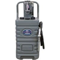 Grey Sealey 55L mobile dispensing tank with diesel pump, sturdy handle, hose, and nozzle attachment.