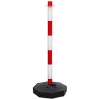 Red and white striped post with a black octagonal base by Sealey.