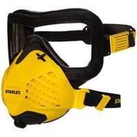Yellow and black Stanley visor dust mask respirator with adjustable straps and integrated P3 filters.