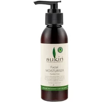 Sukin Facial Moisturiser 125ml in a brown bottle with black pump and green leaf logo.