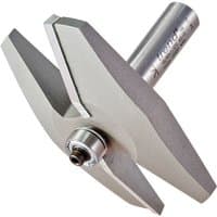 Trend 18/80X1/2TC bearing guided panel bevel cutter, silver, with 1/2" shank and dual angled blades.