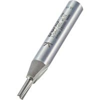 Silver Trend two flute router cutter with engraved measurements and tapered tip.