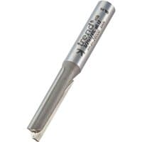 Silver Trend two flute straight cutter, 6 x 25mm, with engraved branding and sharp cutting edges.