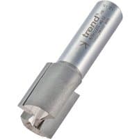 Trend two flute straight cutter, silver, cylindrical body, sharp cutting edges, engraved branding, 19.1 x 25mm size.