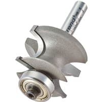 Trend 9/73x1/4TC Bearing Guided Corner Bead Cutter with silver spiral blade and cylindrical shank.
