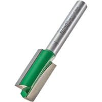 Two flute straight cutter with silver shank and green coating, 12.55 x 25.4mm, by Trend.