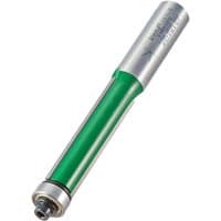 Trend C195X1/2TC trimmer with silver cylindrical body, green coating, and 12.7mm bearing guide.